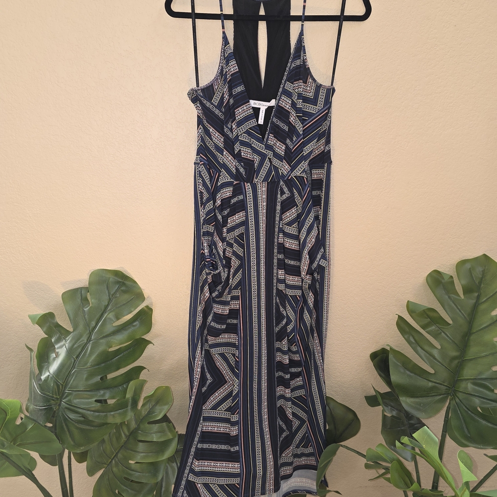 BCBGeneration Navy and Beige Maxi Dress